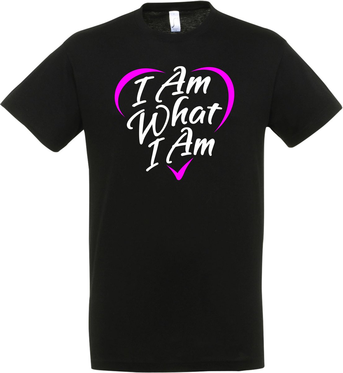 T-shirt I Am What I Am | Regenboog vlag | Gay pride kleding | Pride shirt | Zwart | maat L